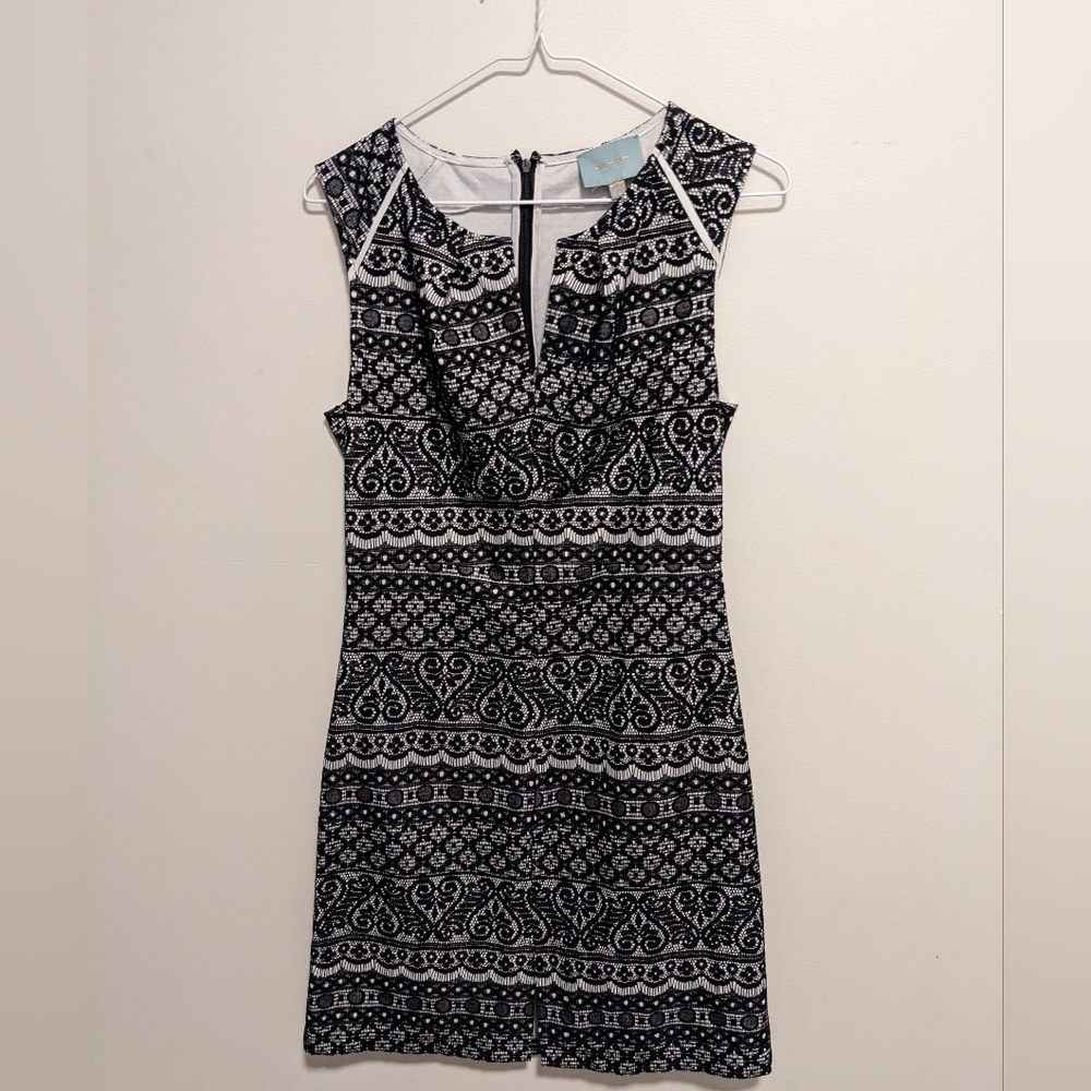 Skies Are Blue Black and White Lace Dress